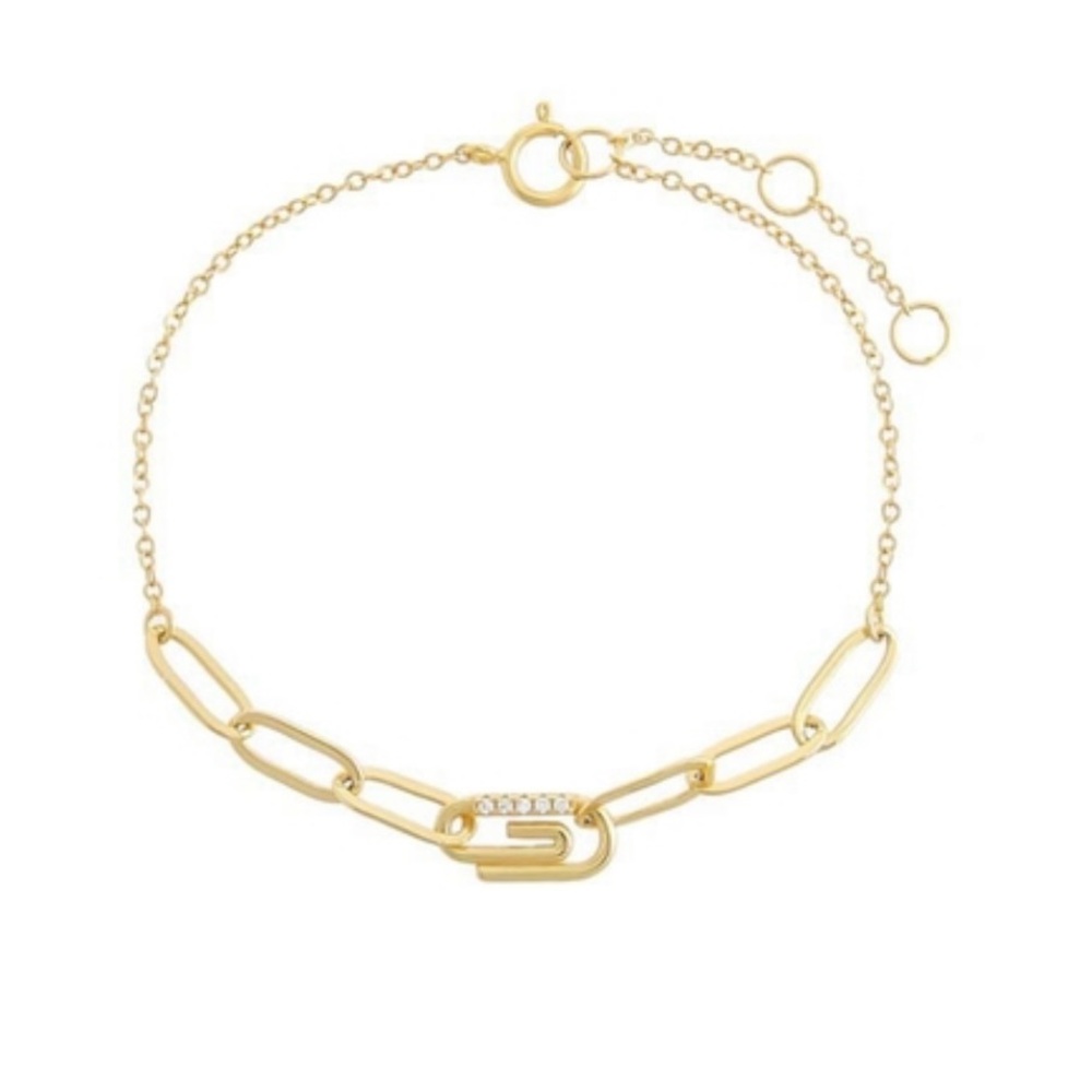 ADINA EDEN Pave Safety Pin Paperclip Bracelet NWT